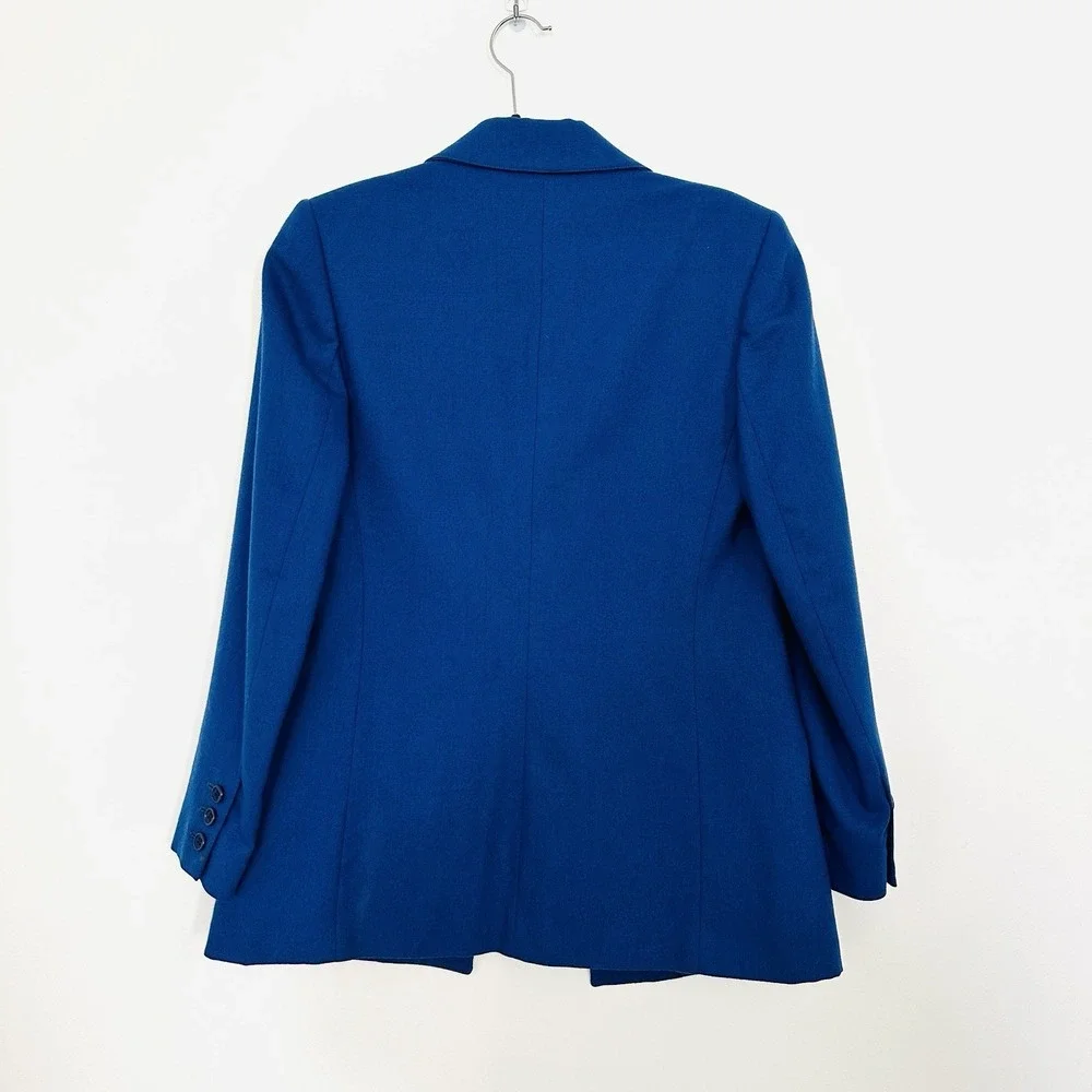Vintage Christian Dior Wool Slouchy Blazer 8 Cobalt Blue Statement Bold Colorful